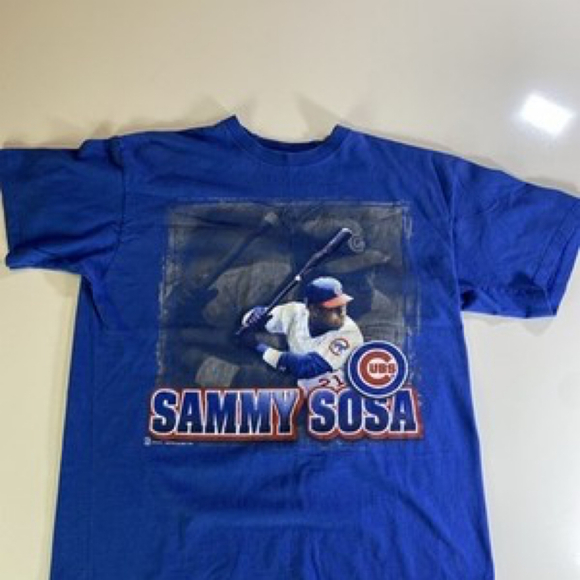 No Brand Tops - 1998 Chicago Cubs - Sammy Sosa - Vintage Starter Player T Shirt (Large) S Stich